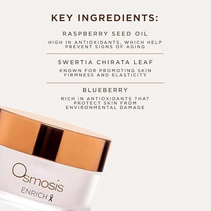 Osmosis ENRICH SMOOTHING FACE & NECK INTENSIVE NIGHT REPAIR CREAM MOISTURIZER WITH CHIRATA AND FRUIT OILS, 1 OZ - Image 4